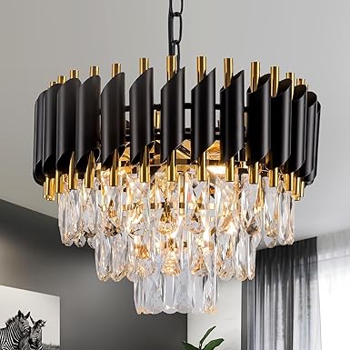 AYRIV Chandelier for Living Room Modern Ceiling Light Jhumar for Hall Light for Living Room (Black, 400mm)