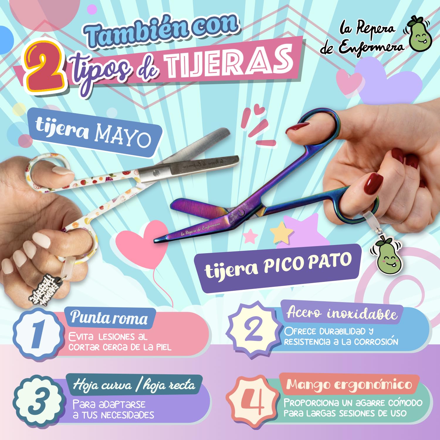 Pack de Enfermería 10 piezas | Regalos para Enfermeras | Salvabolsillos de enfermeria + 2 tijeras + Organizador de bolsillo enfermeria + Accesorios enfermeras (PURPLE NURSEES)