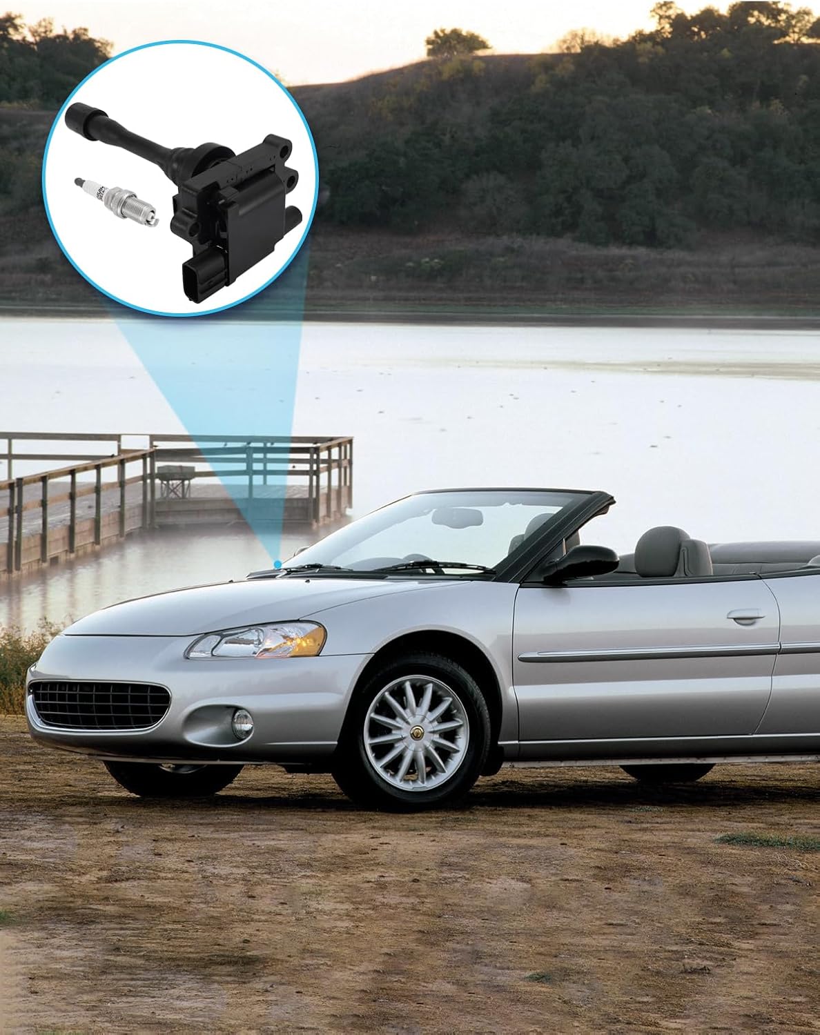 2PCS UF141 UF295 Ignition Coil Pack & 4PCS Iridium Spark Plugs For Mitsubishi Mirage 1997-2002, Lancer 2002-2007, Eclipse 2000-2005, Galant 1999-2003,For Chrysler Sebring,For Dodge Stratus