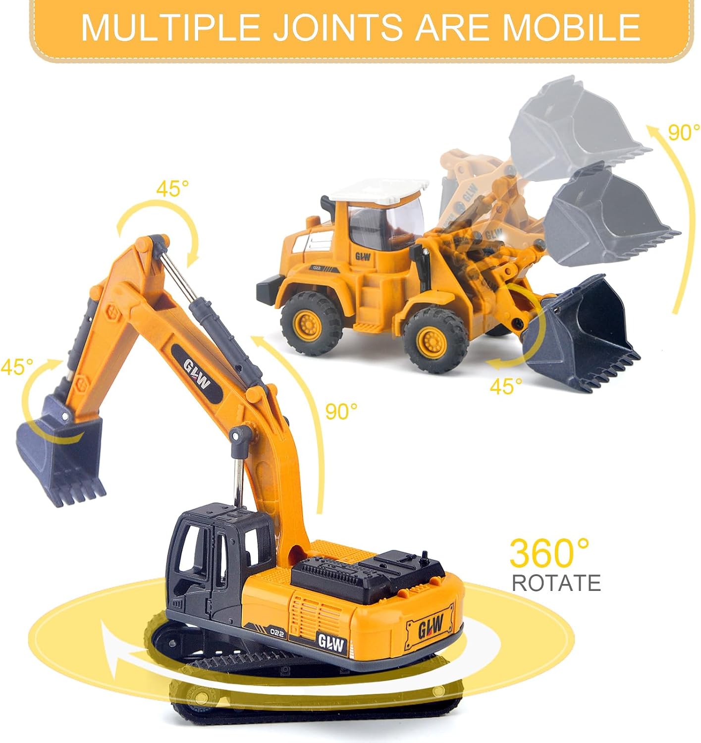 Construction Toy Set for Kids with Excavator, Bulldozer, Semi Truck - Real Lights & Sounds, Alloy Die-Cast Engineering Vehicles, Toys for 3 4 5 6 7 8 Year Old Boys, Birthday Gifts for Kids - Image 5