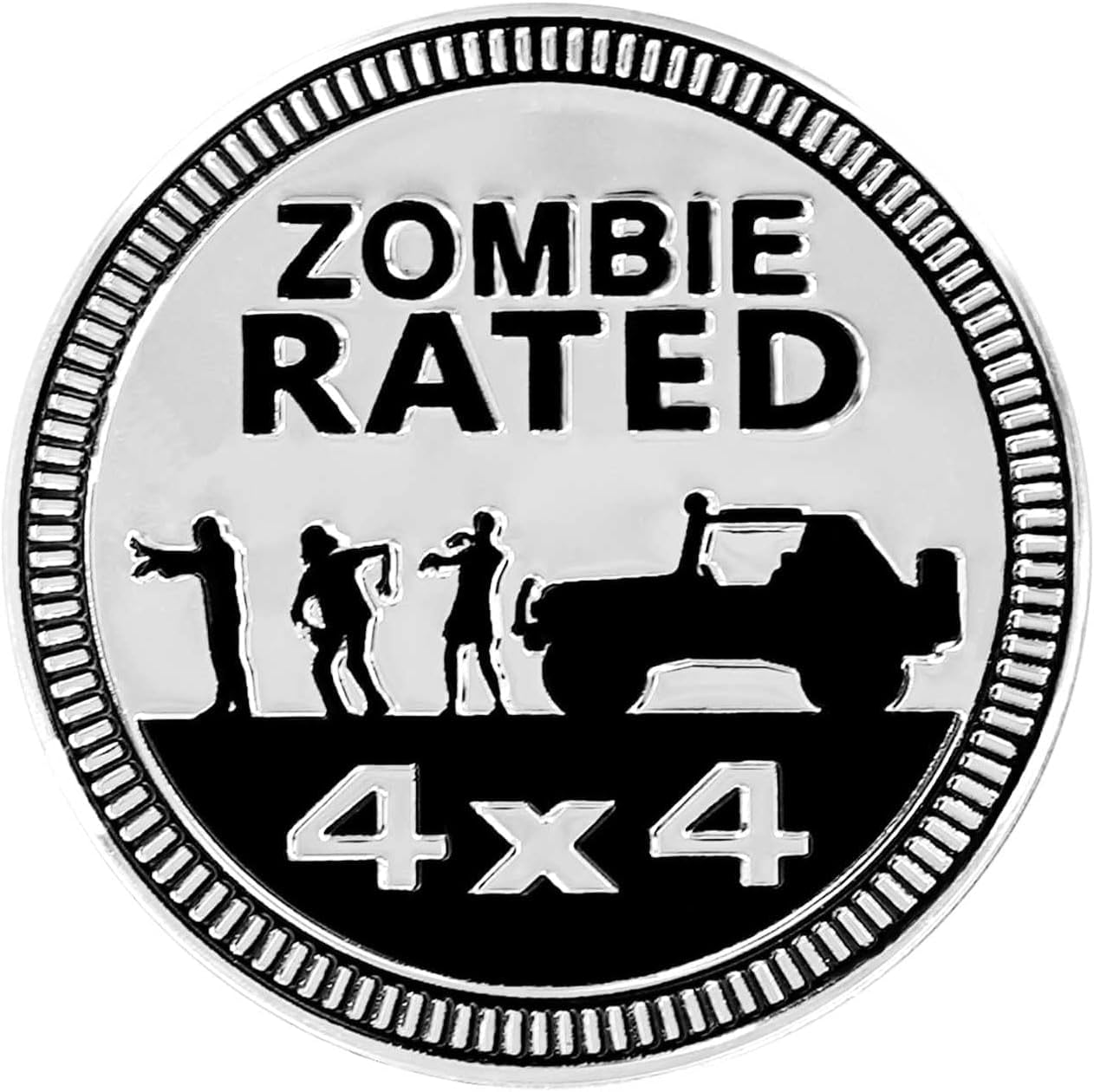 Zomble Badge Rated Car Emblem, 4 x 4 Automotive Badge 3D Metal Badges Emblems Round Emblem Decals Car Badge Decals Stickers for Jeep Wrangler Vehicles Trucks SUV Emblems