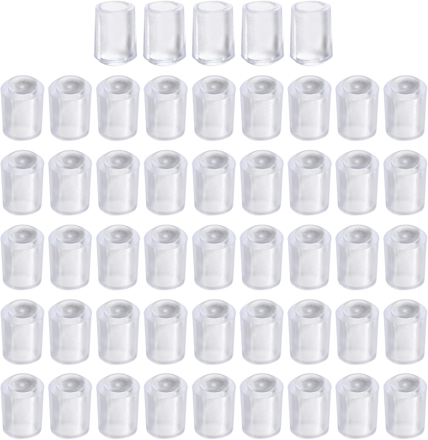 uxcell 50 Pcs Rubber End Caps, 7mm Flexible Round Tube Bolt Cap Cover Screw Thread Protectors for Ends of Hooks Hanger Furniture Bolts Screws Metal Tube, Transparent