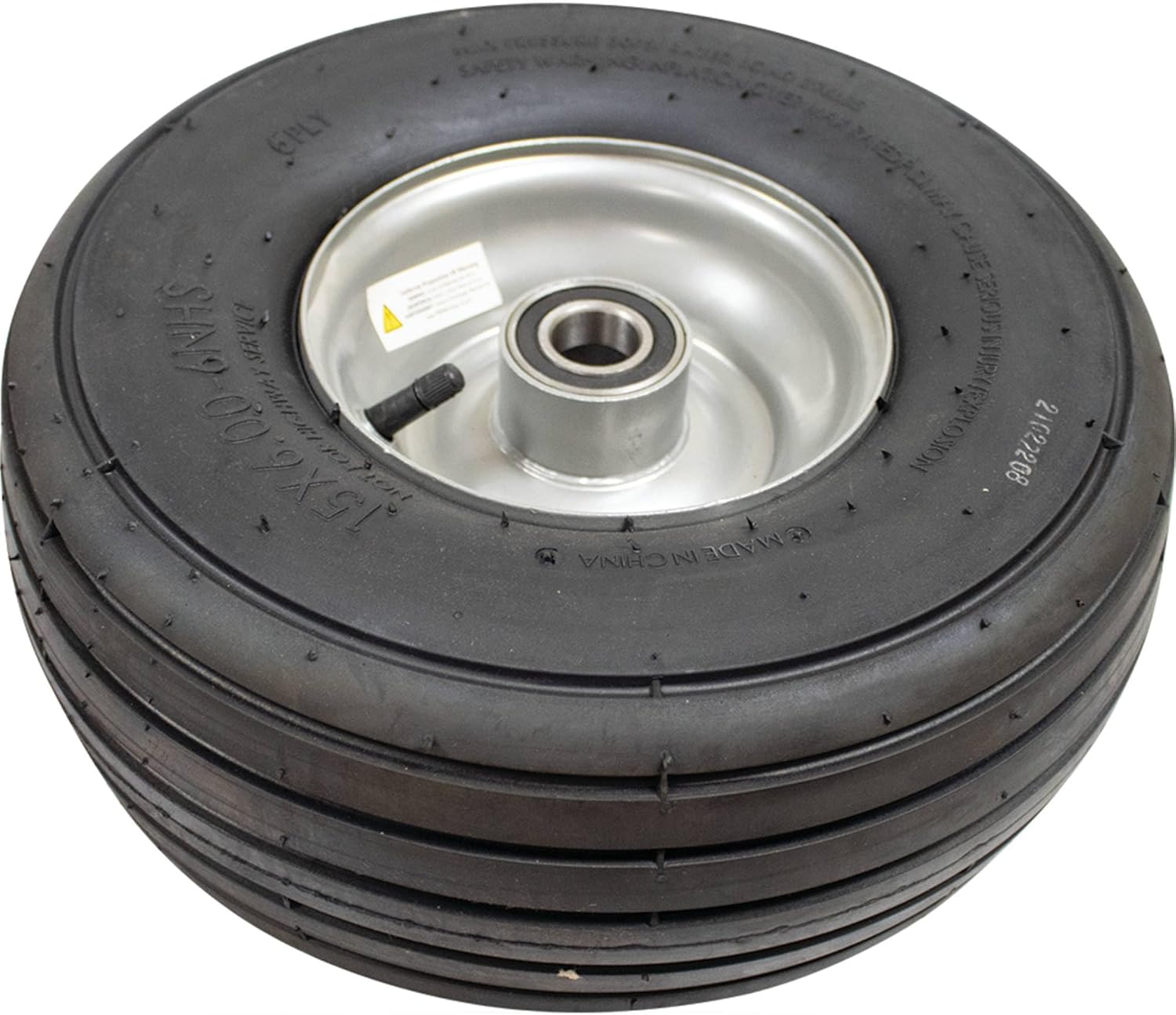 Rareelectrical 15X6.00-6 Tedder Tire And Wheel Assembly 6-Ply Rib Compatible With Krone Kuhn John Deere New Holland M&W Sitrex 1" Bore 6205-2Rs Bearings Complete Baler Tedder Assembly