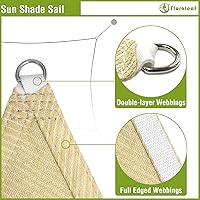 Vista 3 de Toldo triangular derecho, color beige, 8 x 13 x 15 pies, tela permeable al aire, toldo resistente para patio, jardín, al aire libre