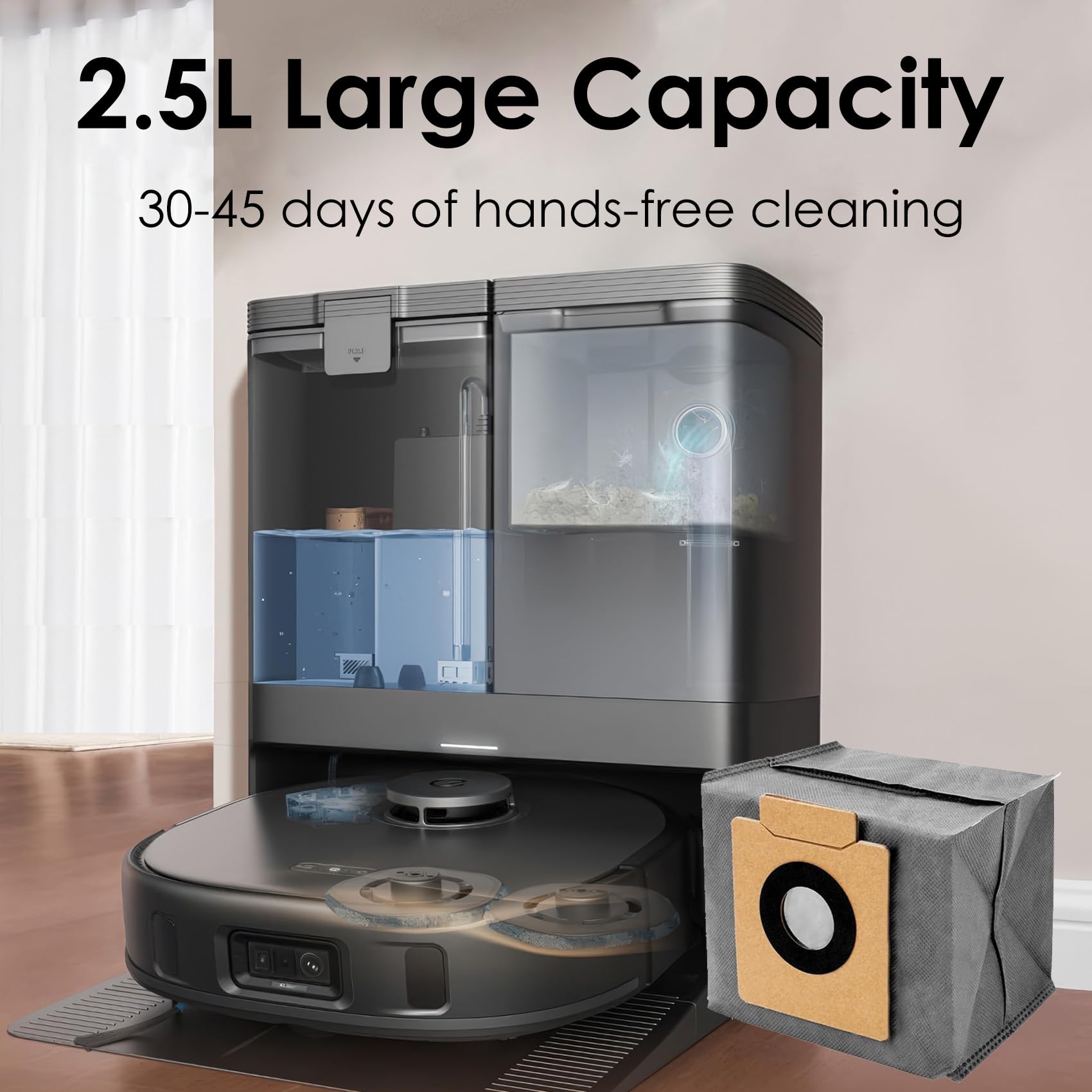 Paquete de 16 bolsas de polvo para aspiradoras Eufy Clean X8/X8 Pro/X10 Pro Omni Robot, estación autovaciada, bolsas de repuesto desechables de gran capacidad