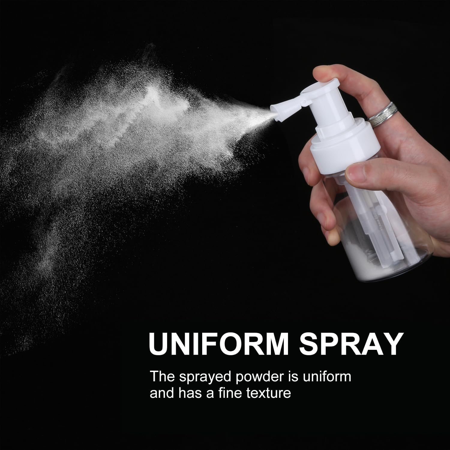 2 Pack Powder Spray Bottle for Hair Fibers, Refillable Hair Fiber Applicator with Funnel and Cleaning Brush, Clear Puffer Bottle for Hairline Root Touch Up and Thinning Hair