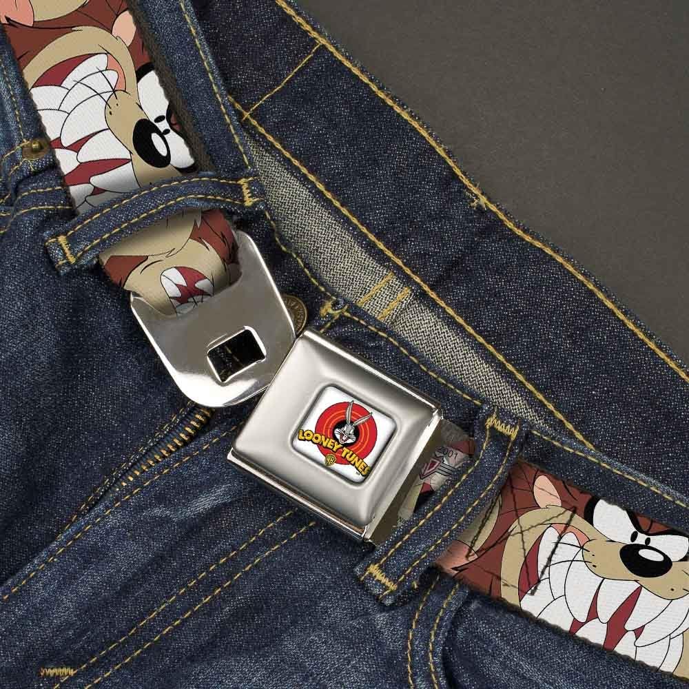 Buckle-Down Seatbelt Belt - Tasmanian Devil Expressions Brown