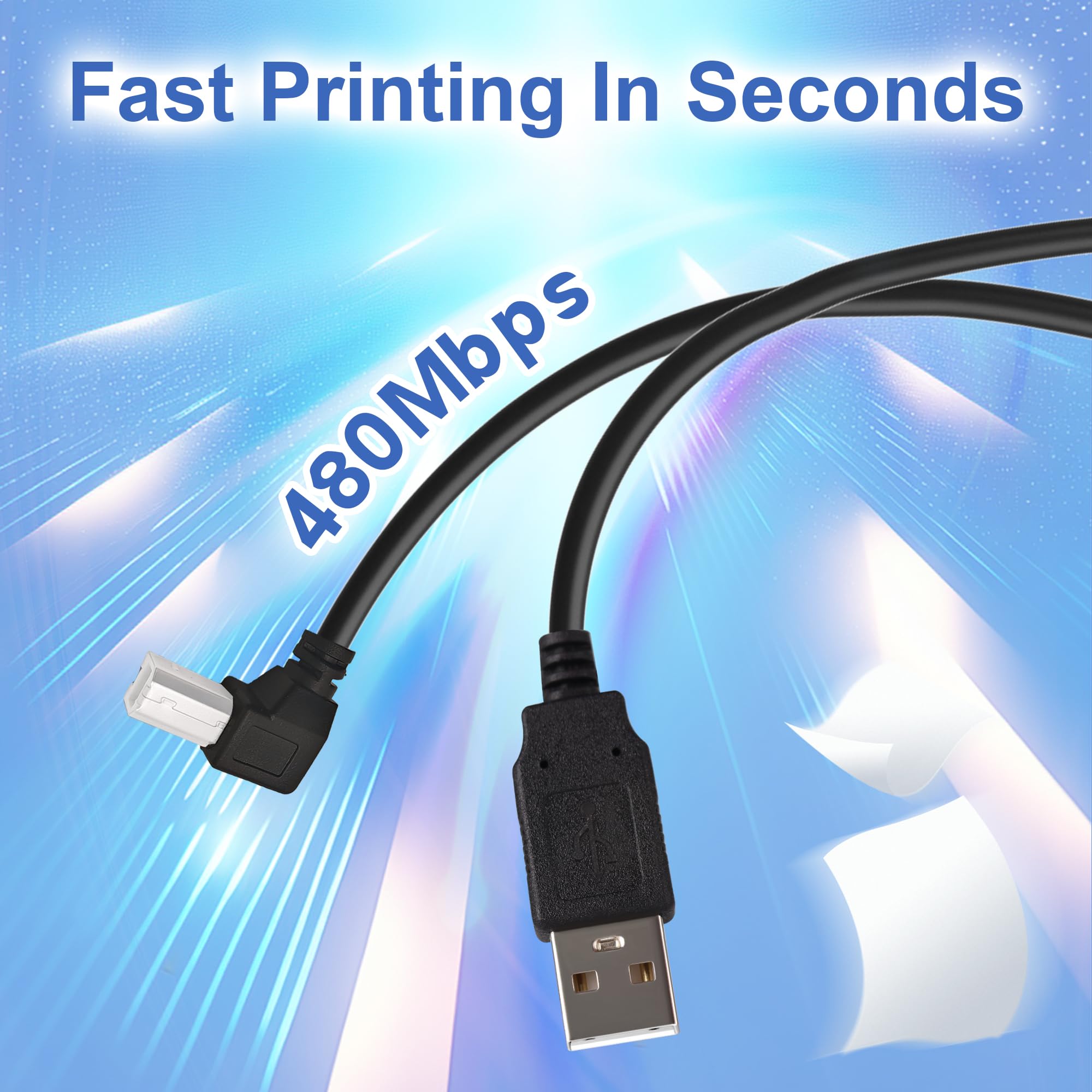 USB 2.0 Druckerkabel, 90 Grad rechtwinklig, A-Stecker auf B-Stecker, Hochgeschwindigkeitskabel, universelles Drucker-/Scannerkabel, kompatibel mit HP, Canon, Dell, Epson, Lexmark
