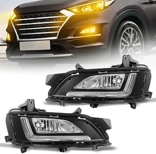 Fog Lights Compatible with 2019 2020 2021 Hyundai Tucson LED Daytime Running Lights with H8 Halogen Bulbs Replacement Front Bumper Driving Fog Lamps