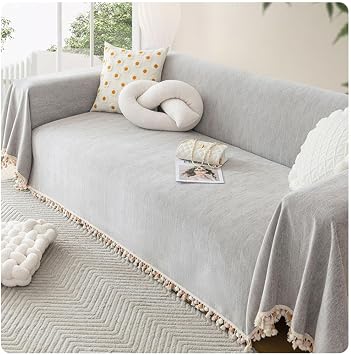 Sofa Throws Large for Settees Couch Bed and Armchair Woven Decorative Throw Blanket Fringe Blankets Can Be Used As A Lap Reading Quilt Napping Towels 70*51 lightgrey.