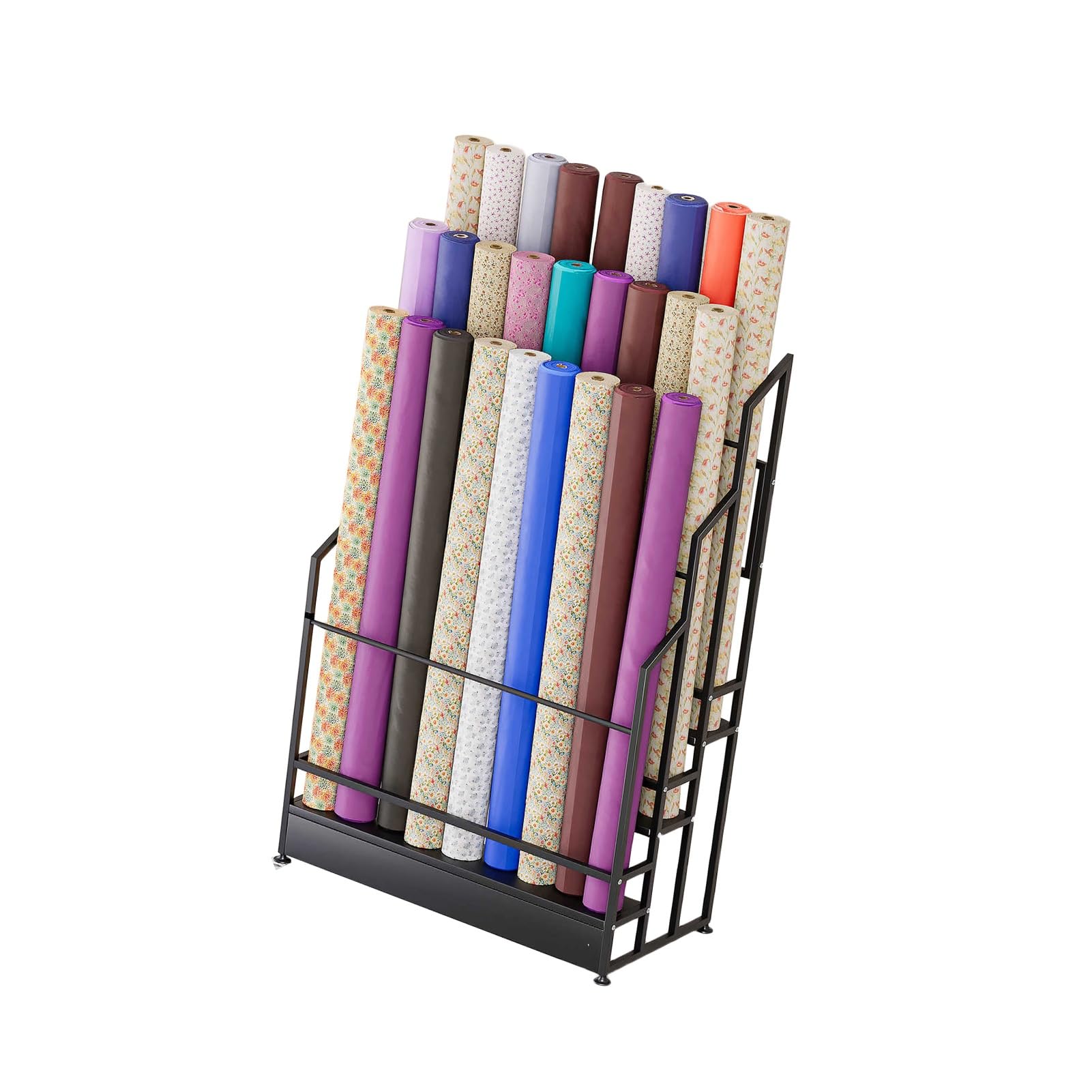 Présentoir pour rouleaux de tissu et nappes à rangement vertical