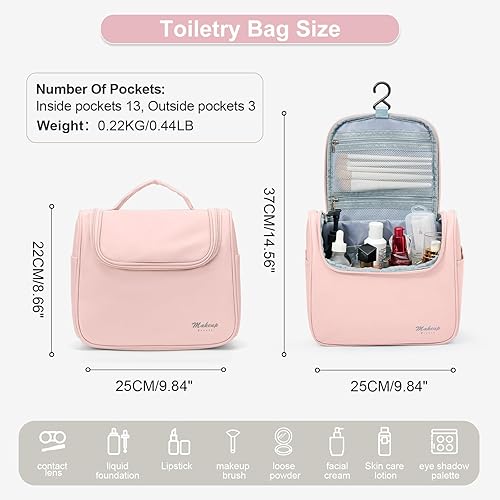 Miniatura 2 de Neceser de viaje para mujer, bolsa de viaje grande de gran apertura para artículos de tocador, bolsa de cosméticos resistente al agua, organizador