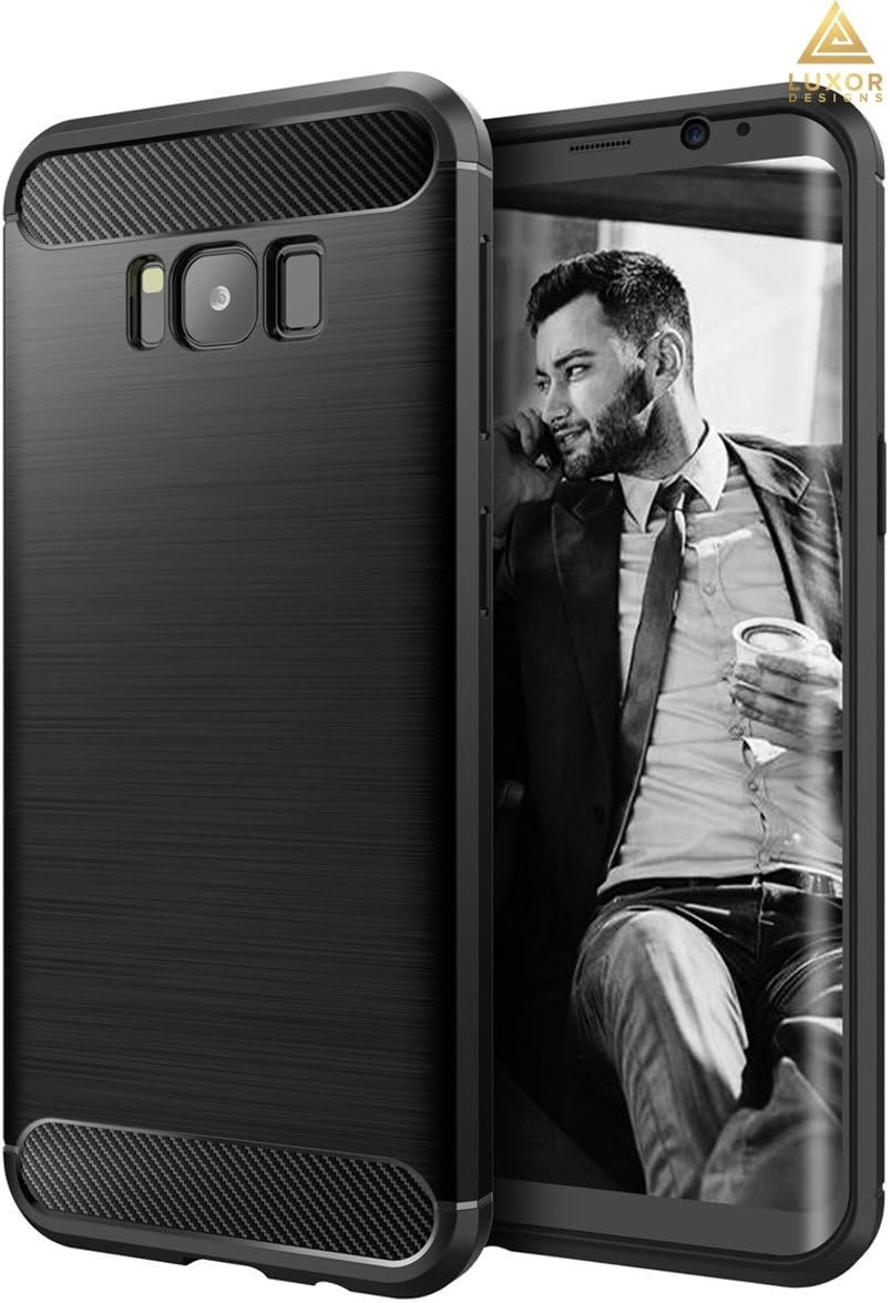 Luxor Designs Rugged Armor Galaxy S8 Plus Case with Resilient Shock Absorption and Carbon Fiber Design for Samsung Galaxy S8 Plus 2017 - Black