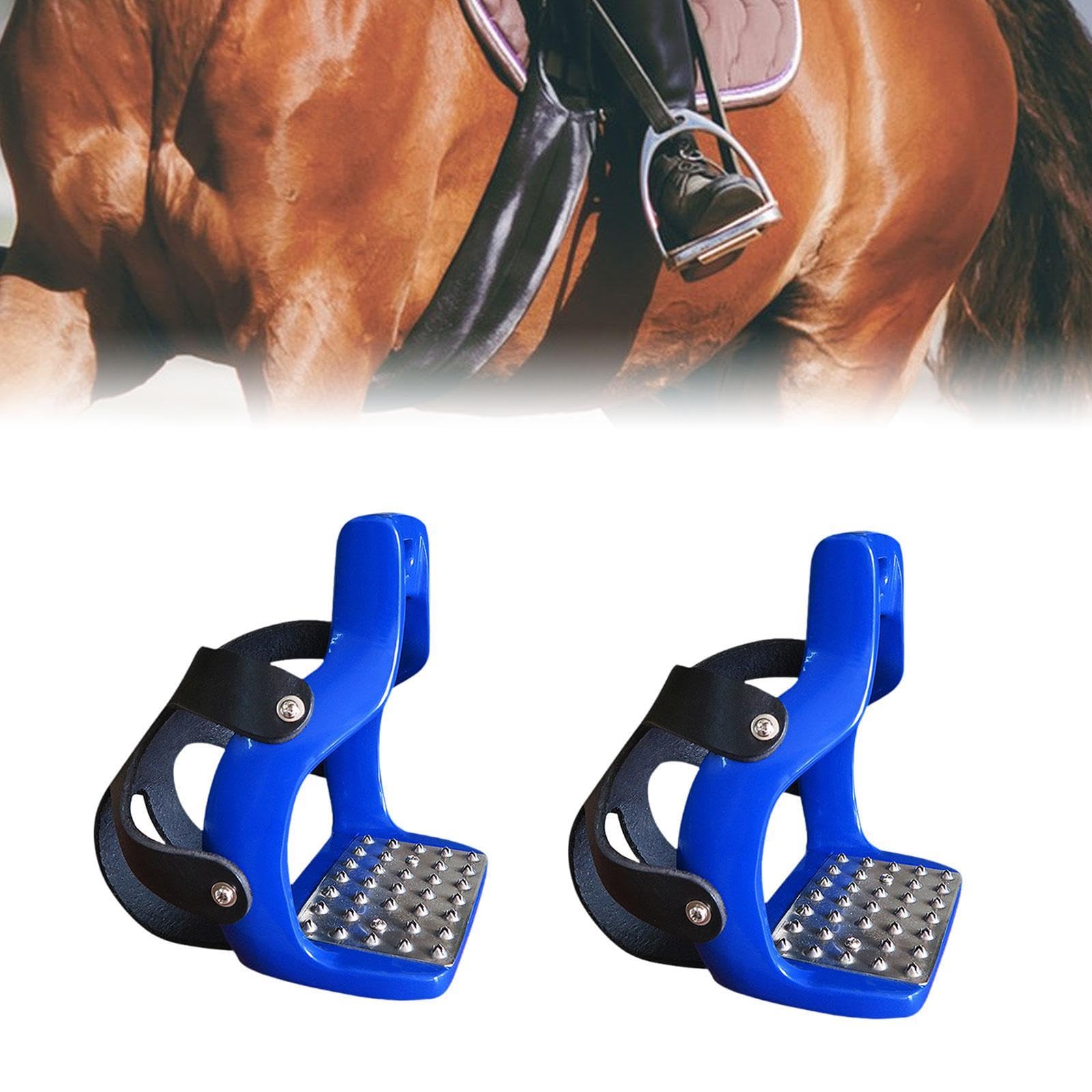 2 Pezzi Staffe per Equitazione Staffe equestri Endurance Ride Gabbia Inglese Protezione Sella per attività all'aperto, Blu