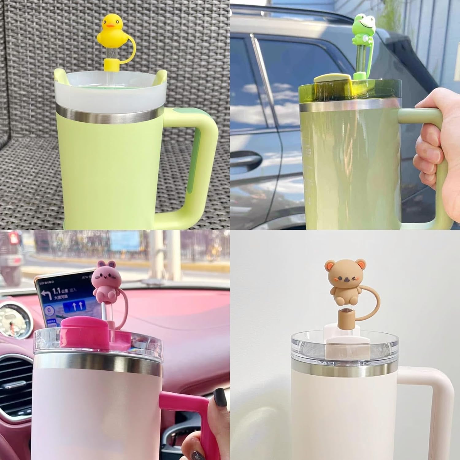 15 Packs Soft Silicone 3D Straw Toppers, Zoo Animals Series. Fit 0.4in/10mm Straws, Compatible with Stanley Cup 30&40 Oz, Reusable Dust-Proof Leakproof Covers Protectors Accessories - Image 3