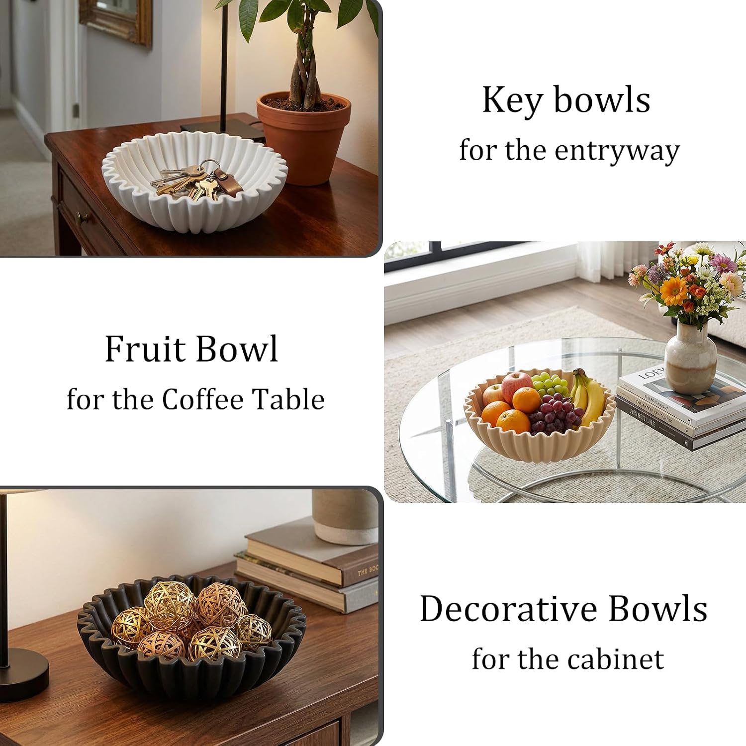 Decorative Bowls for Home Decor (Sandstone, 7.9''x 3'')