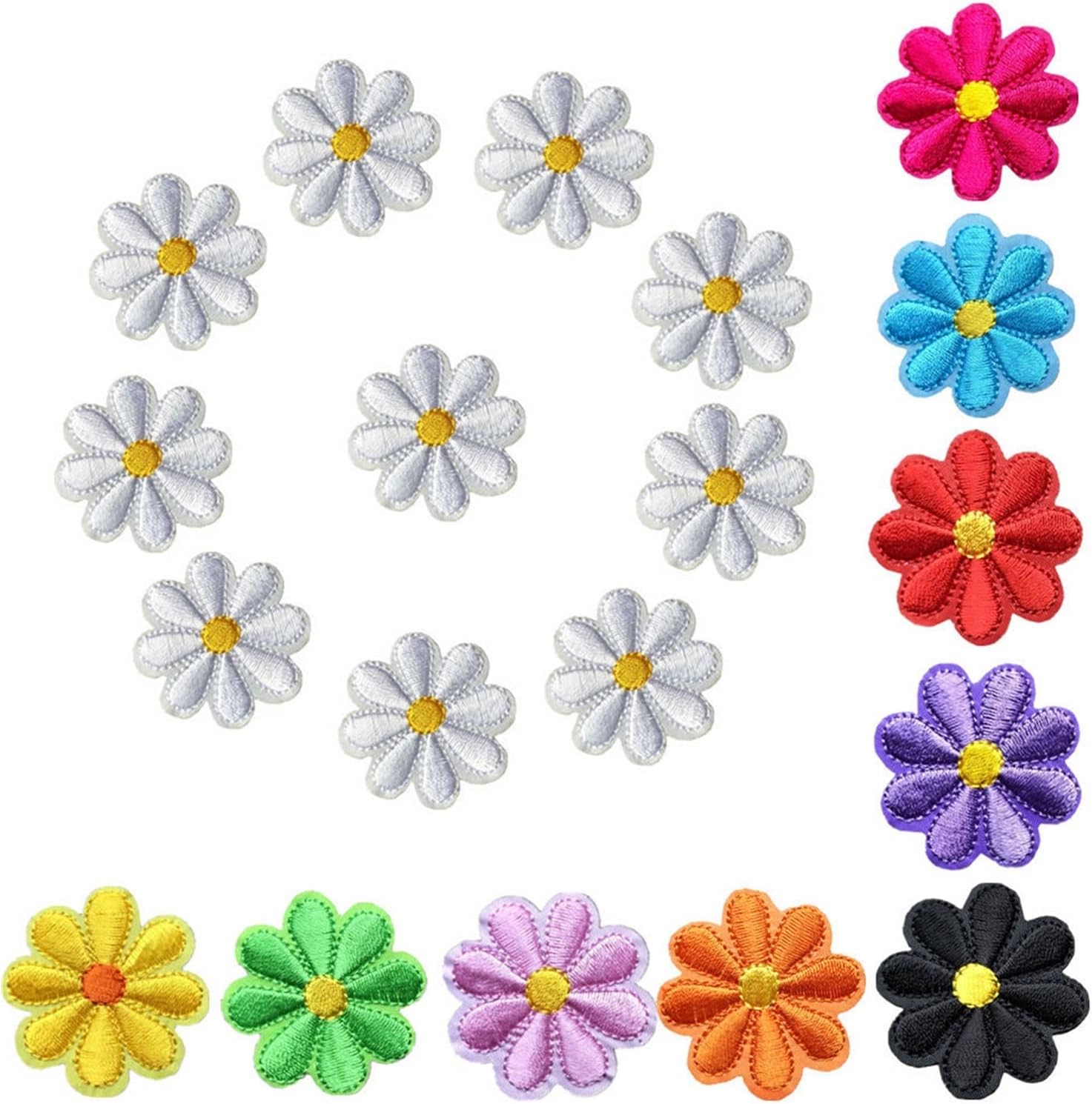 ZZSRJ 10 Pack Embroidered Flower Patch Sewing Bag Hat Jeans Clothes Applique DIY Craft (Color : Pink, Size : One)