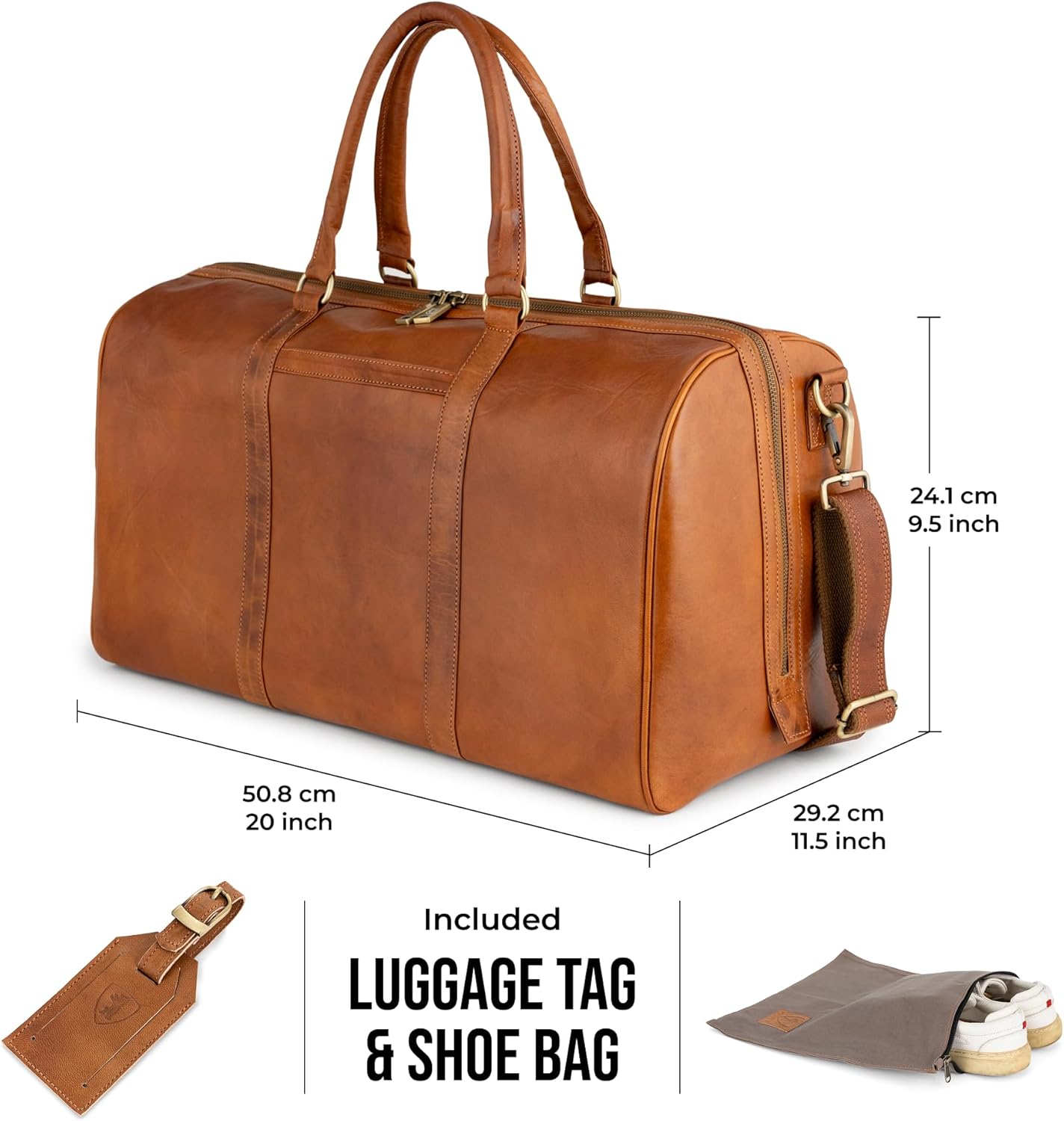Berliner Bags Vintage Genuine Leather Duffle Bag Boston for Travel or the Gym, Weekender, Travel Bag, Overnight Bag for Men and Women - Brown - Image 6