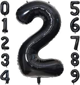 TONIFUL 40 Inch Black Number 4 Helium Balloon, Foil Mylar Digital 4 for Birthday Party Decorations, Model NB8F