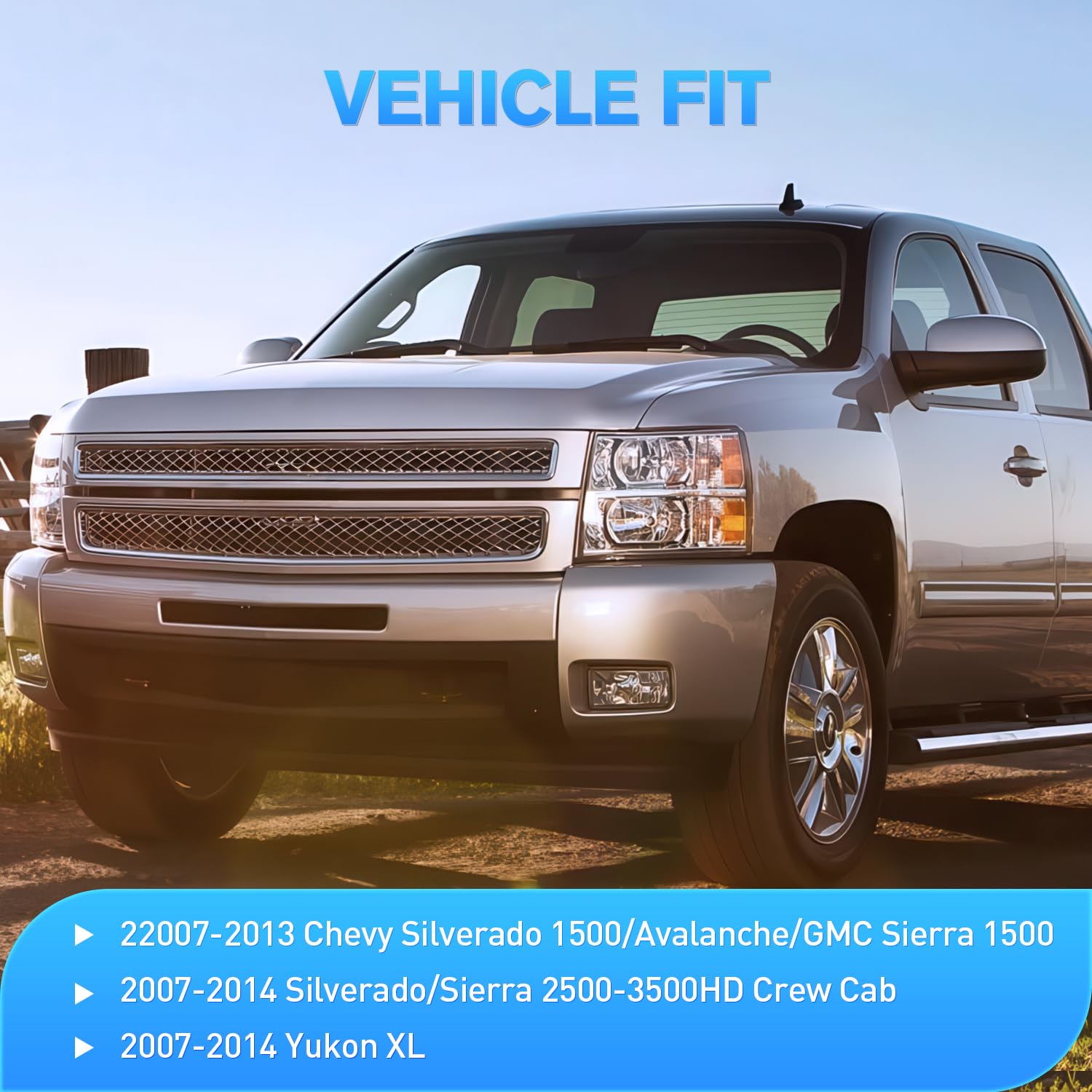 Ikon Motorsports In-Channel Window Visors For 2007-2013 Chevy Silverado &amp; GMC Sierra 1500, 2008-2014 2500 3500 HD Crew Cab, Waterproof, 4PCS