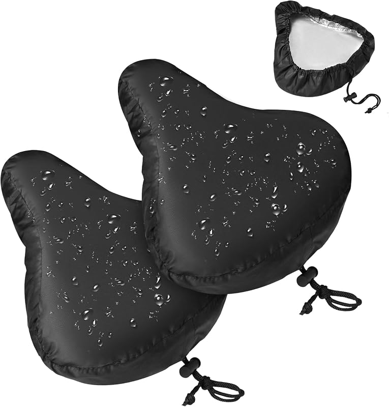 Zacro Bike Seat Rain Cover Waterproof, 2 Pack Bike Seat Cushion Protector, Sun Dust Snow Protection, Washable Bicycle Seat Cover for City & Casual Bikes