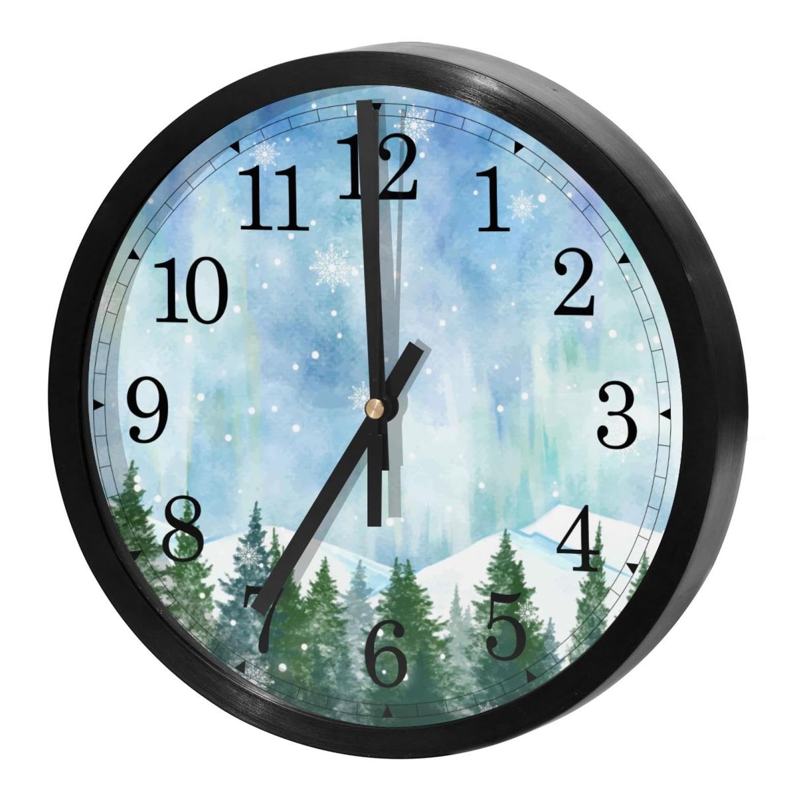 Horloge murale ronde paysage enneigé, le cadeau idéal pour décorer la maison