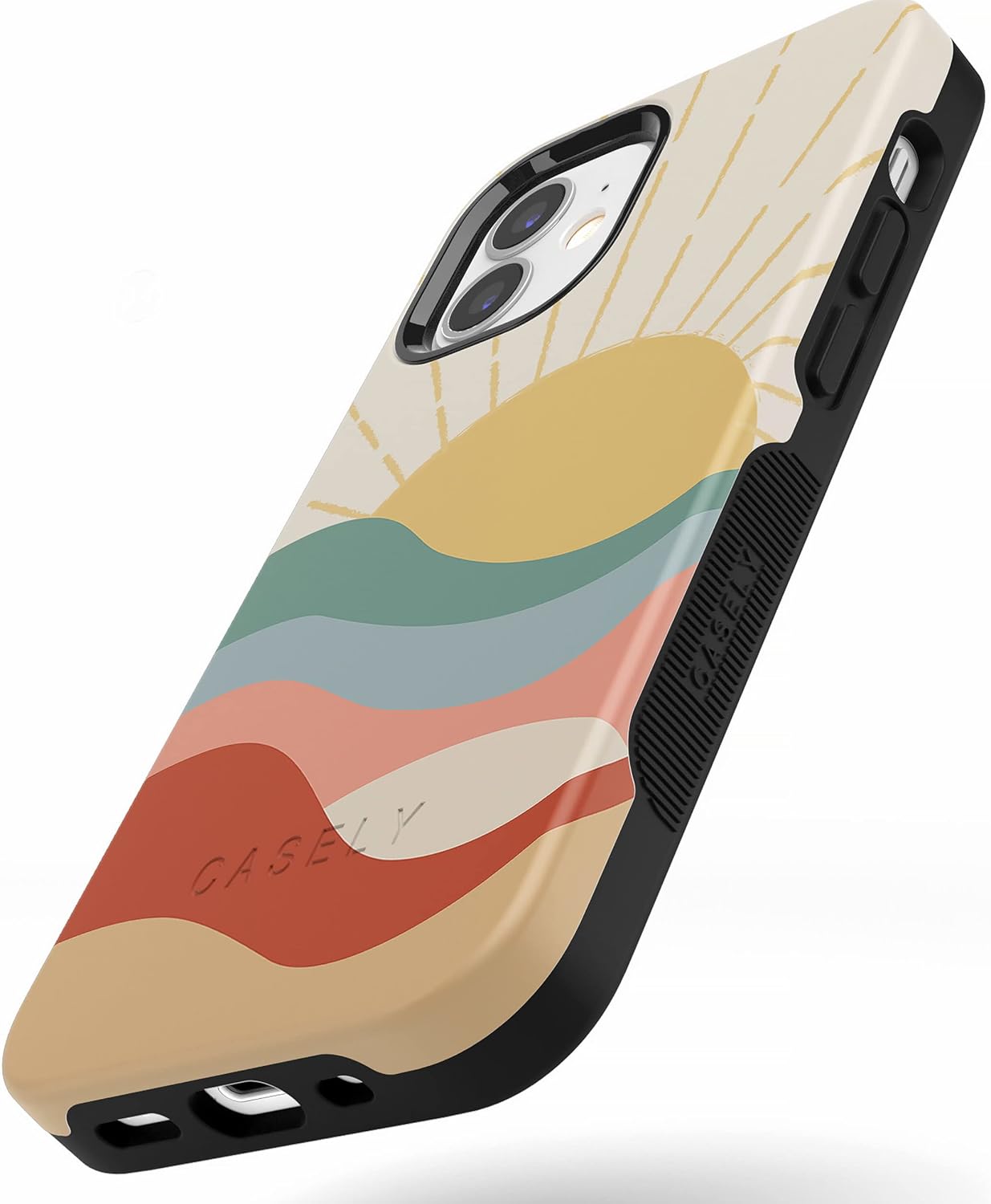 Casely iPhone 12 Mini Case | Here Comes the Sun | Colorblock Sunset | Bold Protective Design | Compatible with MagSafe