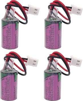 4 Pack 1200mAh 3.6V TL-5902 Battery with Plug Replacement for Tadiran TL-5902 3.6V 1/2AA SL-350 Use for Probe Electronic Label Programmer PLC