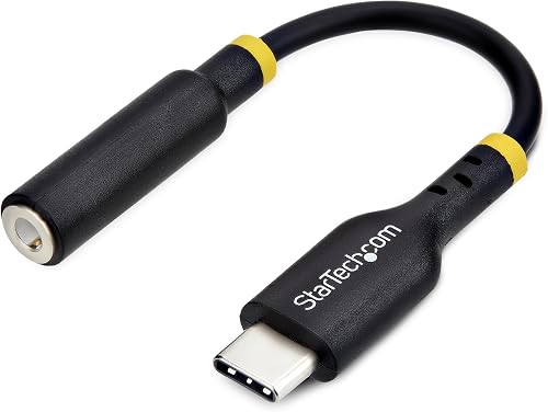 StarTech.com 5in (12.7cm) USB-C to 3.5mm TRRS Headphone/Headset Jack Audio Adapter, 32-bit DAC, USB C Aux le for PC/Phone