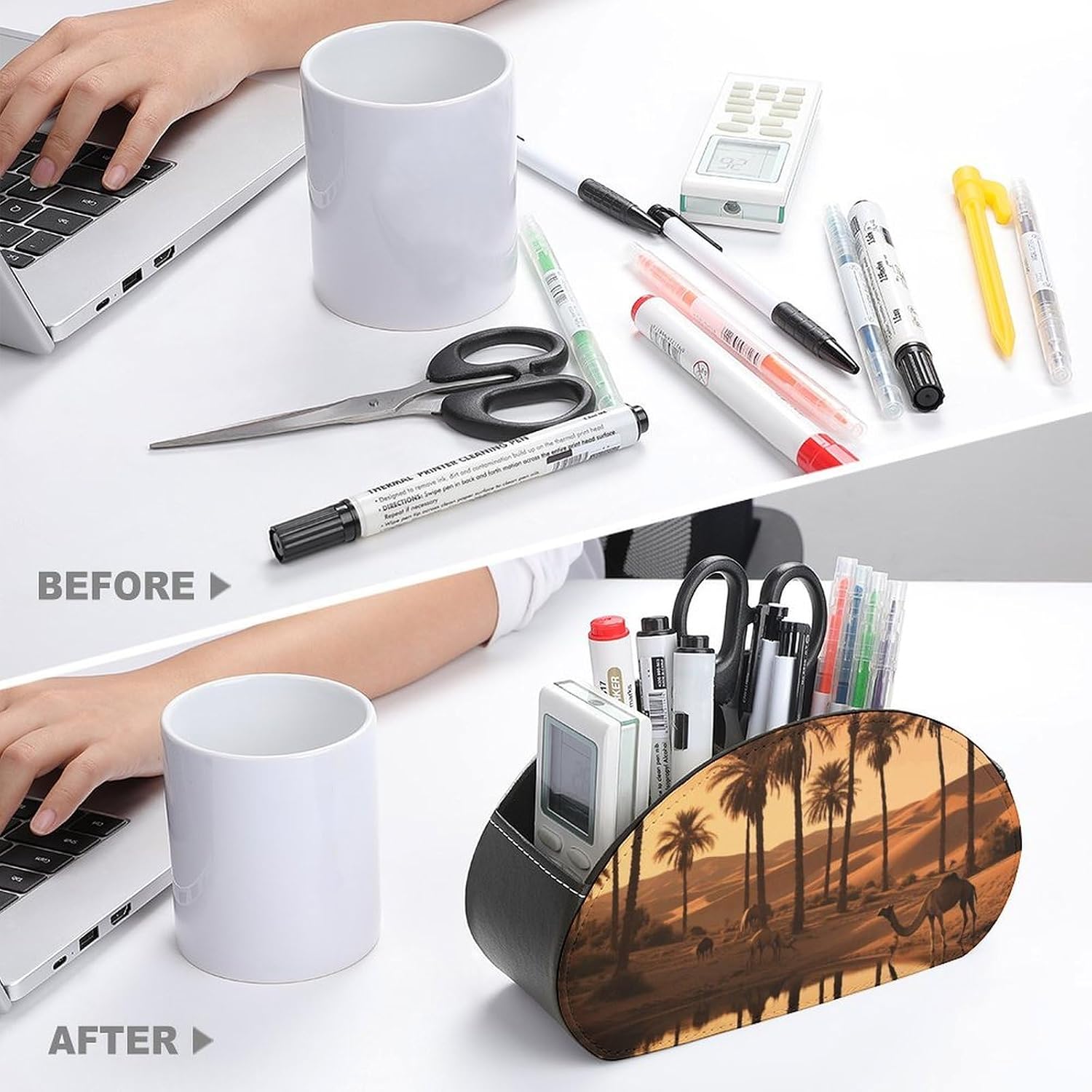 Leather Remote Control Holder with 5 Compartment All-in-One TV Remote Caddy image 3