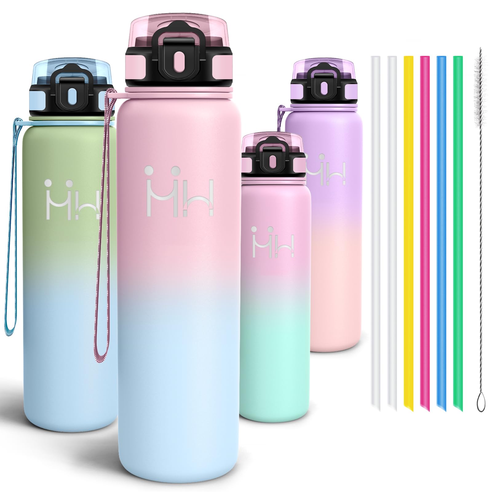 Motswedi Insulated Water Bottle, 1000 ml, Stainless Steel Water Bottle, Reusable, Thermal Bottle, BPA Free, Water Bottles – Peach Pink & Sky Blue