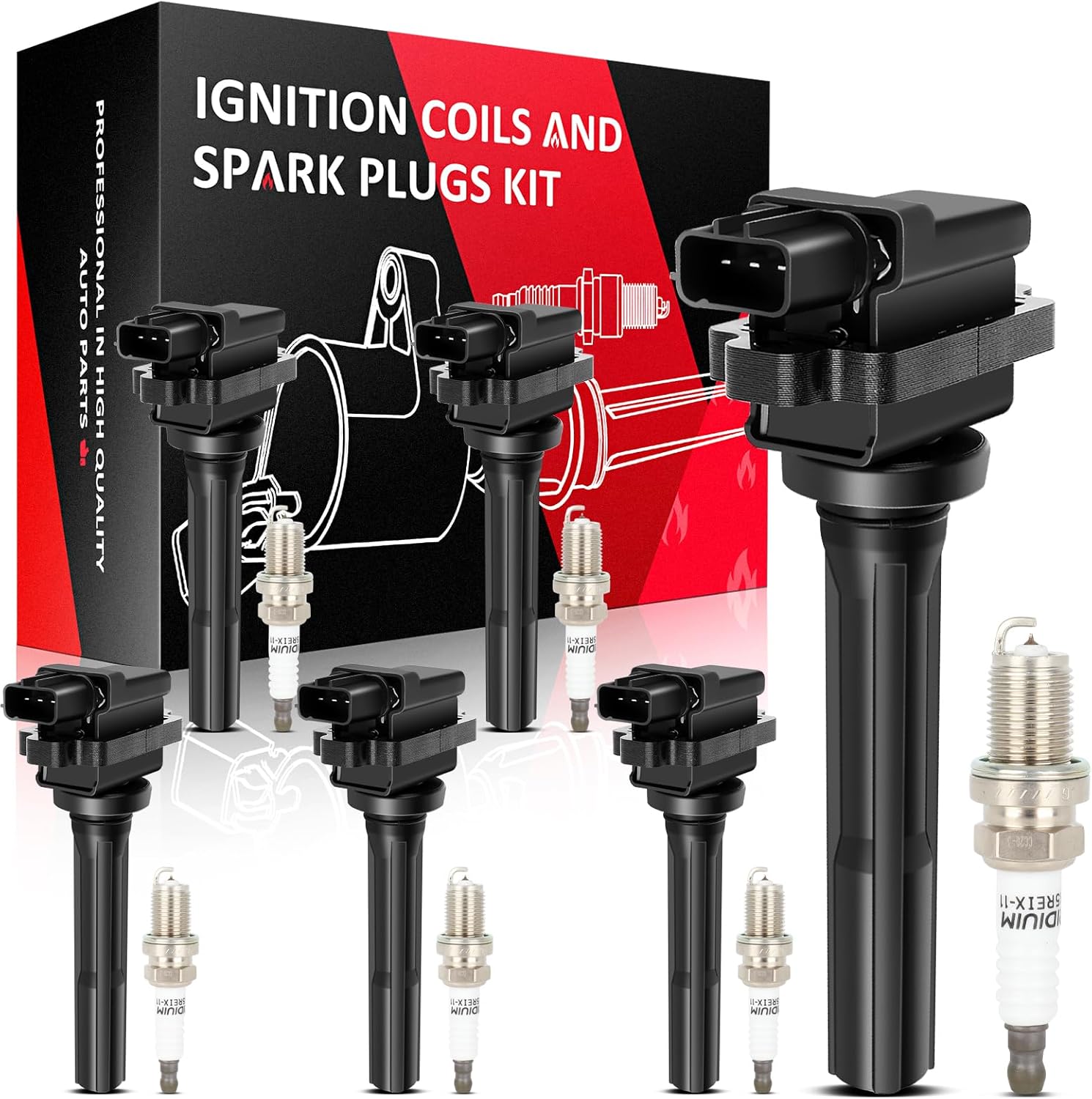 6Pcs Ignition Coil with 6 x Iridium Spark Plugs fit 1999-2005 for Suzuki Grand Vitara 2002-2006 for Suzuki XL-7 Ignition Coil Set Replacement for 33410-77E20, 33410-77E21