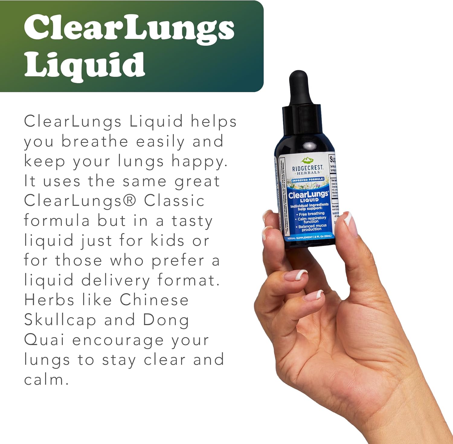 Ridgecrest Herbals ClearLungs Liquid Herbal Supplement, Orange Flavor Alcohol Free for Adults and Kids, Natural Lung and Nasal Wellness Formula for Bronchial and Mucus Support (2 fl oz, 29 Servings) - Image 5