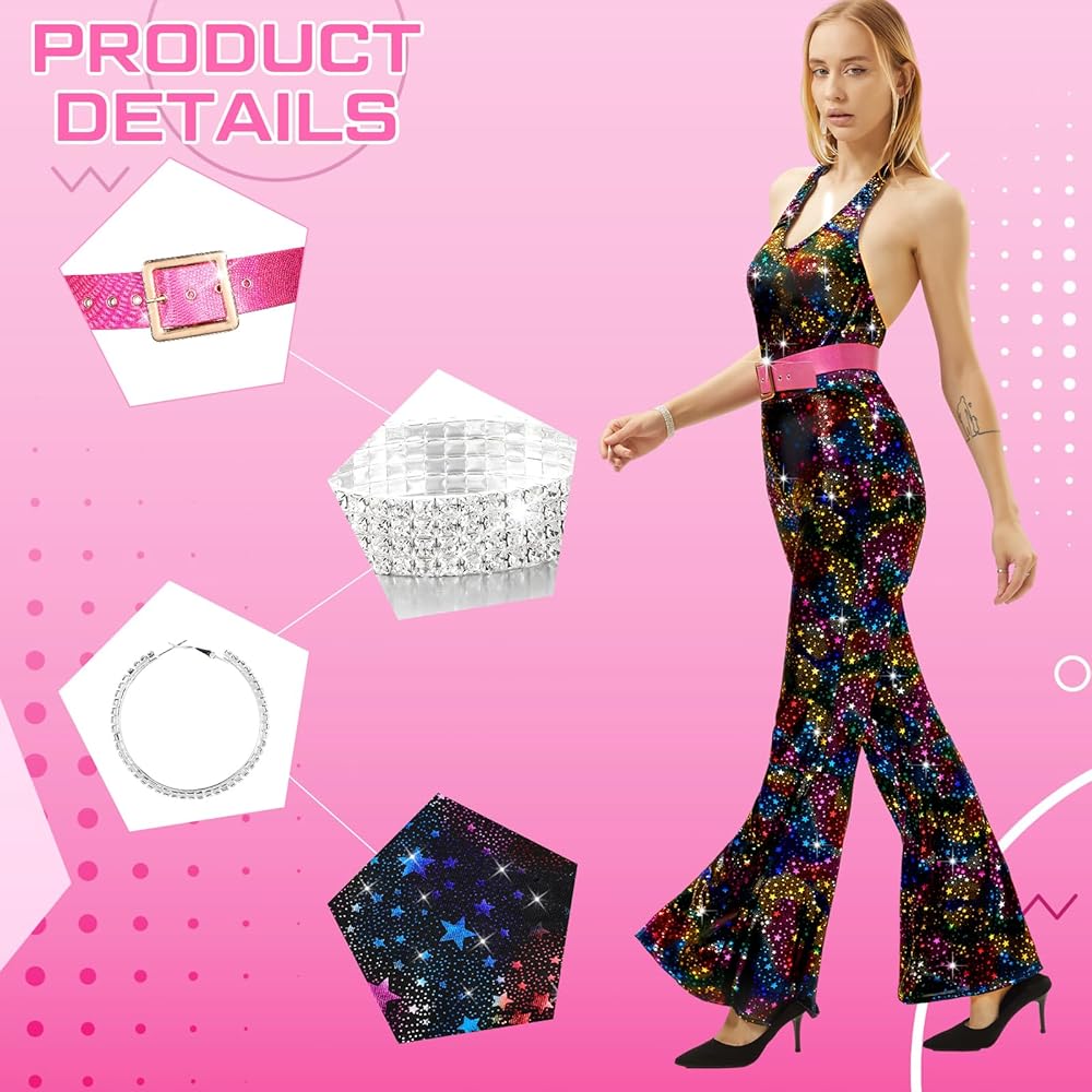 GLGHMH Jaren 70 Disco Accessoires Set, 6 stuks Fancy GLGHMH Jaren 70 Disco Accessoires Set, 6 stuks Fancy