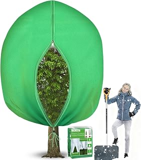 Winter Plant Covers Freeze Protection - 118" x 118" Extra Large Frost Blankets for Plants Tree Shrubs Cloth Anti-Freeze Protector Drawstring Bags Jacket for Outdoor Plants (3.2 oz/yd²)