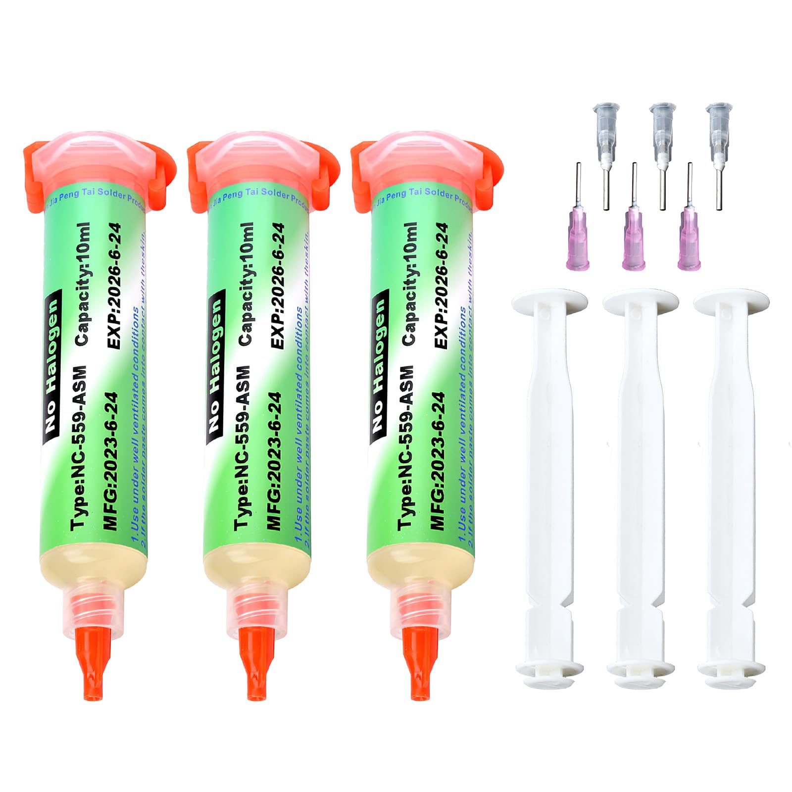 3 Piezas Flux para Soldar Estaño, 10 ml Flux Soldadura Electronica con 3 Empujado, Pasta de Soldadura sin Plomo de Jeringa, Punto de Fusión 138°C Pasta Soldar sin limpieza para BGA PCB SMD