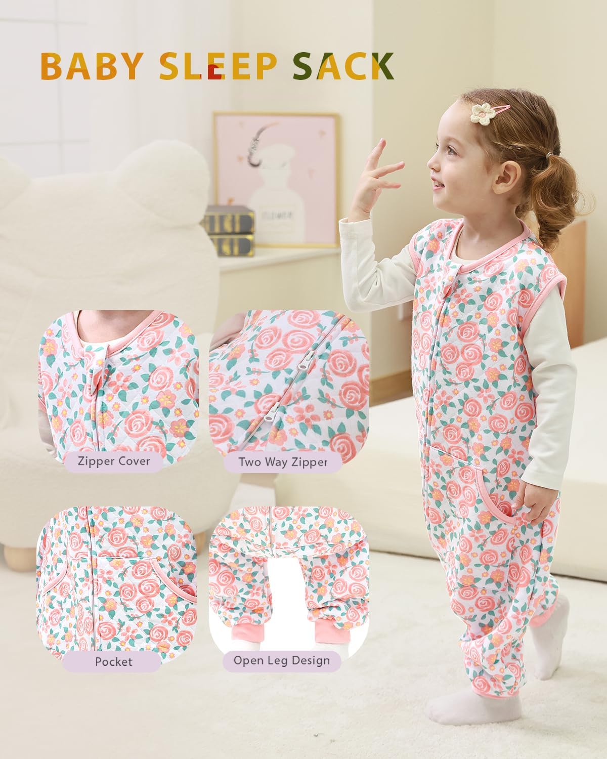 HOMEAL Toddler Sleep Sack with Leg, Sleep Sack with Feet, Baby Sleep Sack 12M-7T