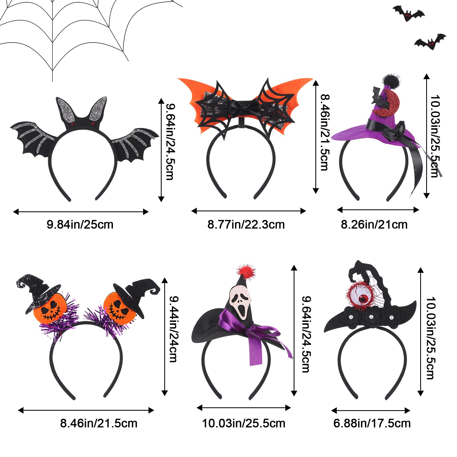Jiusely Halloween Headbands Spider Hair Hoop 6pcs - Image 2