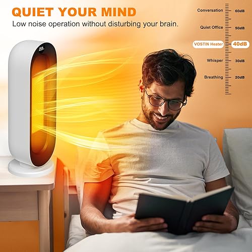 Miniatura 4 de Calentador de espacio, calentador eléctrico oscilante de 90 con termostato, calentador portátil de cerámica de calentamiento rápido PTC de 1500 W, 3