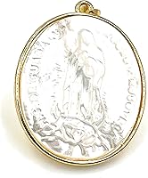 Vista 1 de Madre de Perla Nuestra Señora de Guadalupe Medalla Grande 1,5 Pulgadas Forma Oval