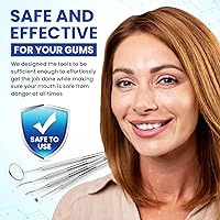 Vista 7 de Kit de higiene dental: set de remoción de placa y sarro - raspador de sarro de acero inoxidable - mondadientes - cureta dental y odontoscopio. Azul