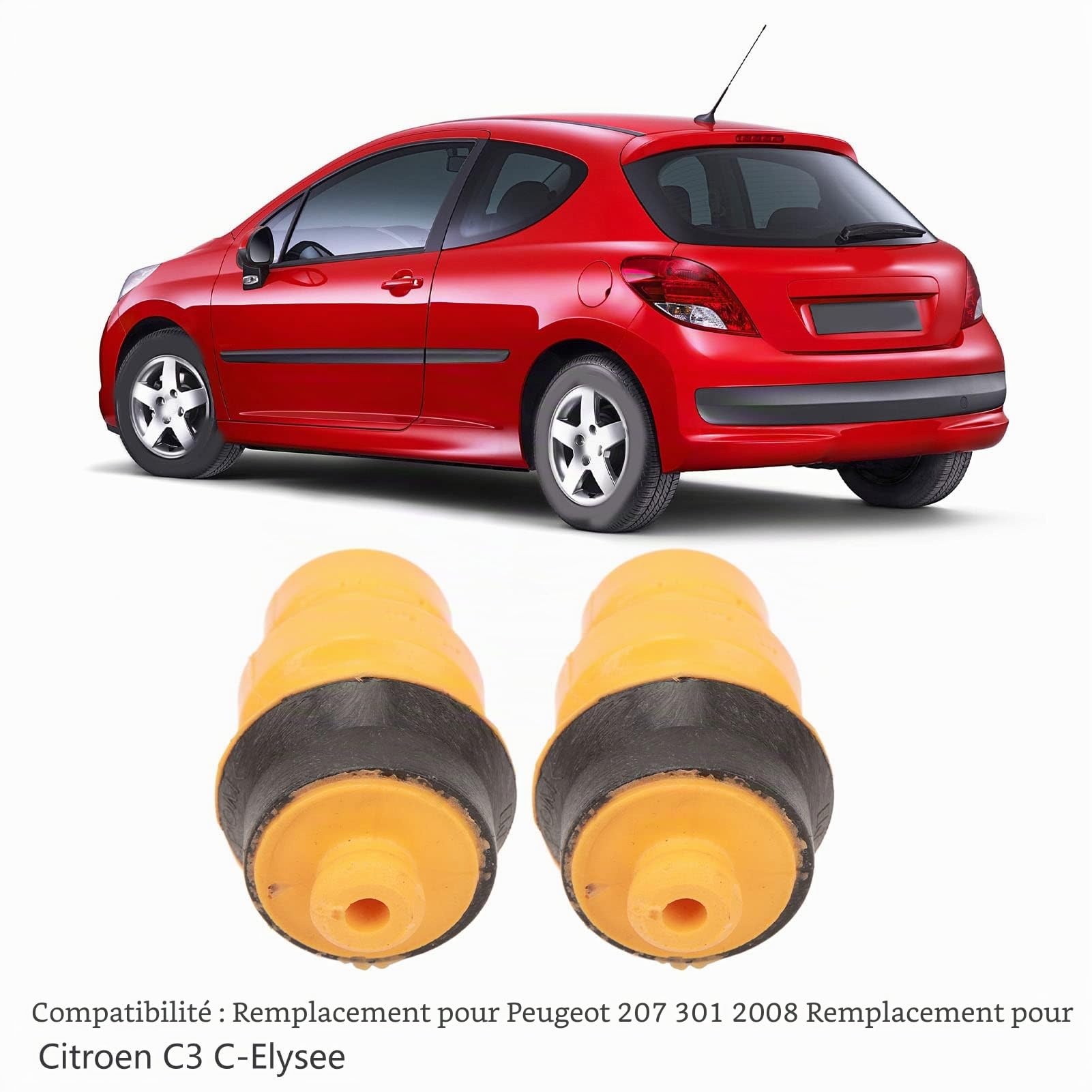 Lot de 2 Butées de Choc pour Essieu Arrière, Support D'amortisseur de Suspension D'essieu Arrière OE 516680, 9657150780, Bloc Tampon de Butée de Remplacement pour 207 301