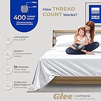 Vista 2 de THREAD SPREAD Sábanas 100% algodón para cama tamaño Queen, juego de sábanas de algodón de 400 hilos de 4 piezas, sábanas refrescantes suaves