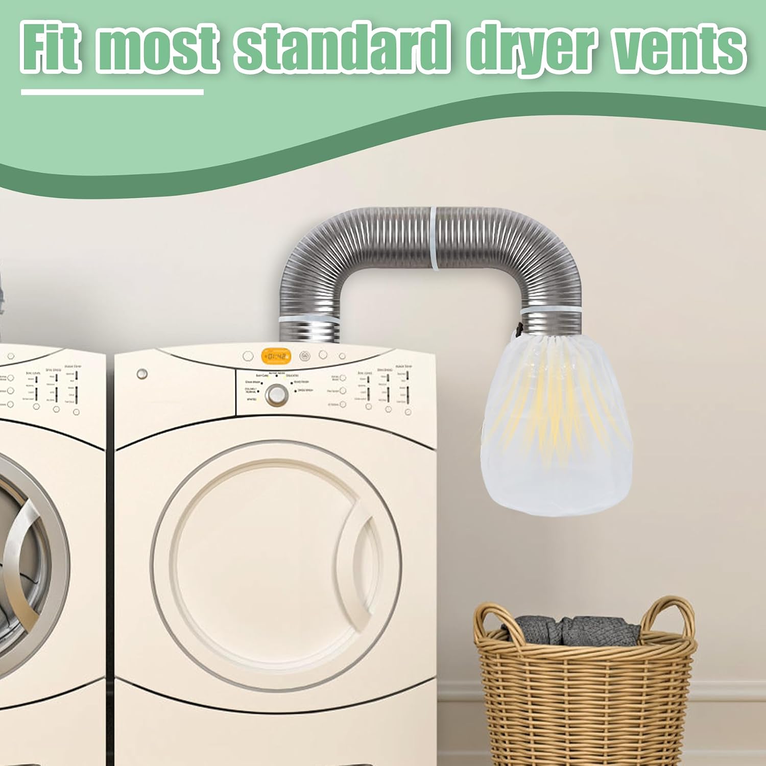 2 Pack Dryer Vent Lint Bags Lint Traps Lint Dust Bag for Indoor Outdoor Dryer Vent Capturing Lint and Dust,Easily Captures Loosened Lint from the Dryer Vent