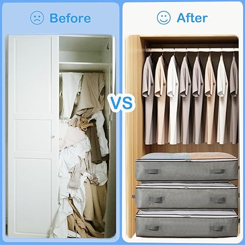 Miniatura 4 de Contenedores de almacenamiento debajo de la cama, contenedores de almacenamiento delgados debajo de la cama con tapas, bolsas de almacenamiento