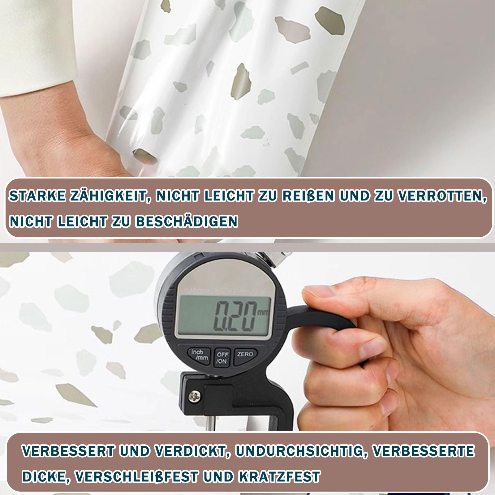 Carta adesiva staccabile e adesiva, pellicola autoadesiva for mobili effetto marmo - Adesivo impermeabile for tavoli e piani di lavoro, tovaglia in PVC, protezione for pareti e mobili(Dekofolie 001,80