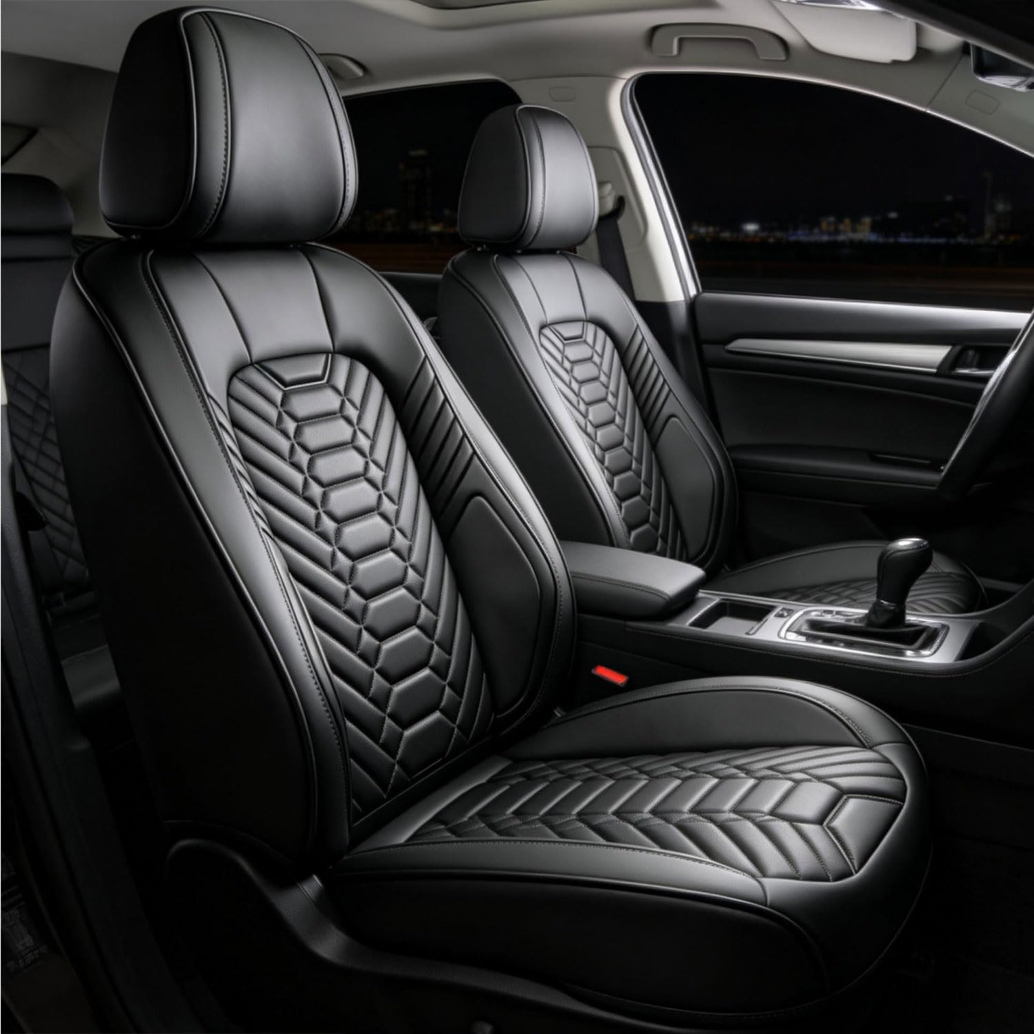 Foneso 2 Front Seat Covers, Waterproof Nappa Leather Truck Seat Protectors, Custom Fit for Chevy Silverado GMC Sierra 1500 2500HD 3500HD 2007-2026, Trail Boss Z71 Crew Extended Cab Pickup