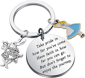 FUSTMW Alice Gifts Keychain Rabbit Alice Pendant Wonderland Inspired Gifts Cartoon Keepsake Keychain Friendship Gifts