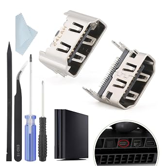 2PCS for PS4 HDMI Port Replacement for Sony Playstation 4 PS4 Socket Jack Interface Connector for PS4 Console Accessories Parts with Repair Kit