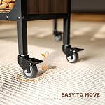 HOMCOM 51" Folding Dining Table for 6, Mobile Drop Leaf Table, Extendable Kitchen Table with Storage Shelf and 6 Wheels for Small Spaces, Brown Wood Grain